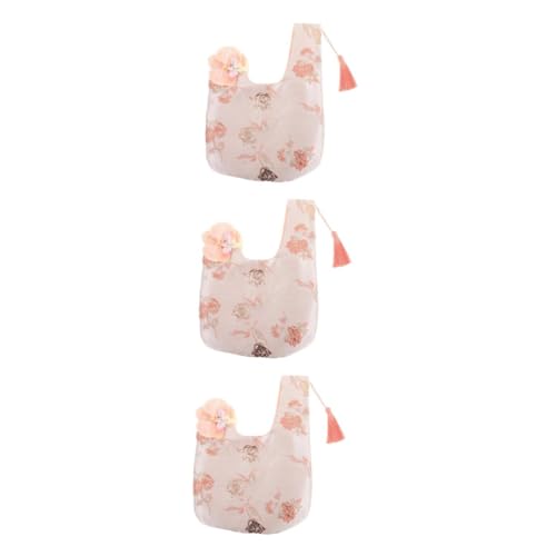 Healvian 3 Stück Chinesische Handtasche mit Blumendekor Stilvolle Handgelenktasche für Damen Japanische Knotentasche mit Quaste als Hochzeits und Einweihungsgeschenk Tragbare Modeaccessoire von Healvian