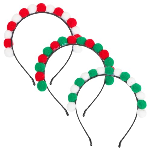 Healvian 3stücke Teiliges Weihnachts-stirnband Mit Bunten Flauschigen Bällen Süße Haaraccessoires Für Festliche Anlässe Cosplay Fotoshootings Und Partys von Healvian