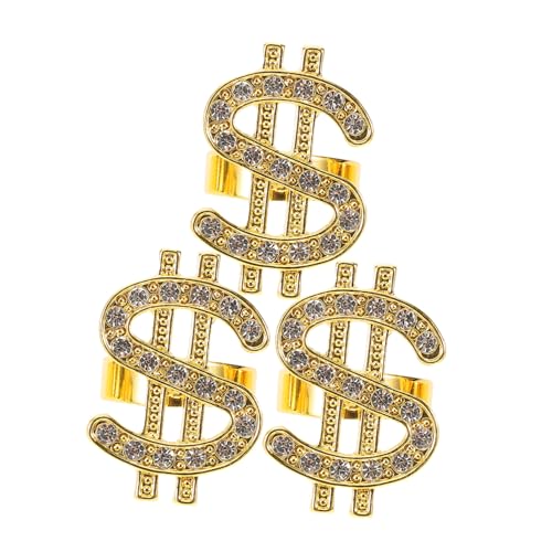 Healvian 3 Stück Diamant-Ring Edelsteinring Edelsteine Gang Geldsymbolring Cosplay Kostüm-Party-Film-Requisite Kostümringe Party-Requisite Geldkostüm Punk-Ring Metall Golden Healvian 3 Stück Diamant-Ring Edelsteinring Edelsteine Gang Geldsymbolring Cosplay Kostüm-Party-Film-Requisite Kostümringe Party-Requisite Geldkostüm Punk-Ring Metall Golden von Healvian