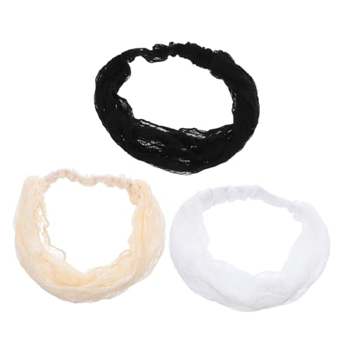 Healvian 3 Stück Elastische Damen-spitzen-stirnbänder aus Atmungsaktivem Mesh Dehnbar und Rutschfest Vielseitig als Haarband oder Kopftuch für Sommer und Alltag Geeignet Komfortabel und von Healvian