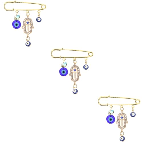 Healvian 3 Stück Evil Eye Brosche für Damen und Herren Retro Anstecknadel mit Blauen Augen für Schals Pullover und Cardigans Perfektes Schmuckstück für und Alltag von Healvian