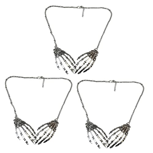 Healvian 3 Stück Exaggerated Hand Palm Weißes Knochen Anhänger Halskette Damen Halloween Punk Alloy Schmuck Kurz Statement Kette für Frauen Healvian 3 Stück Exaggerated Hand Palm Weißes Knochen Anhänger Halskette Damen Halloween Punk Alloy Schmuck Kurz Statement Kette für Frauen von Healvian