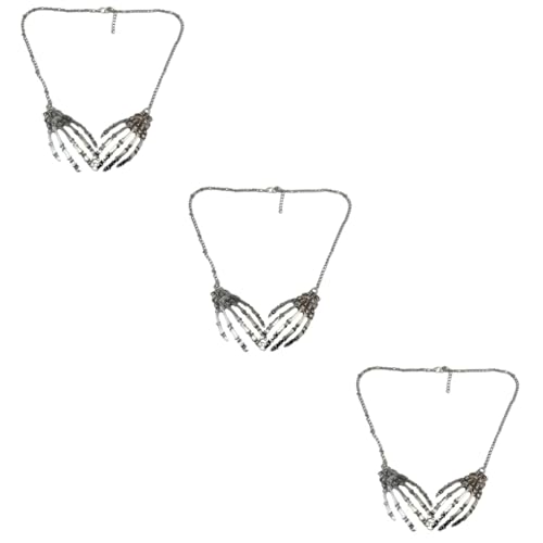 Healvian 3 Stück Exaggerierte Handknochen Halskette Punk Schmuck Halloween Statement Alloy Accessoire für Party und Alltag von Healvian