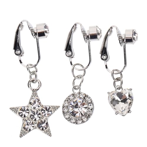 Healvian 3 Stück Fake Bauchnabelpiercing mit Zirkonia Hängende Bauchnabelringe Schmerzfrei Leichter Körperschmuck für Damen für Party Cosplay und Dekoration von Healvian