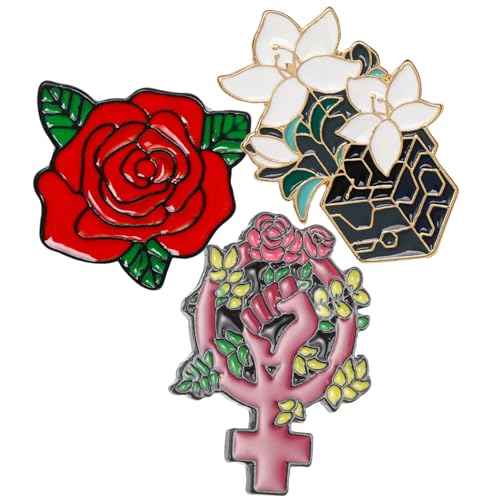 Healvian 3 Stück Feministische Broschen Uterus Blumen Anstecknadeln aus Hochwertiger Kreative Mode Broschen für Kleidung und Rucksack für Frauen und Feminismus Unterstützerinnen von Healvian