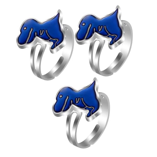 Healvian 3 Stück Finger Ringe Dinosaurier Farbwechsel Temperatur Schmuck Moodring für Jungen Mädchen Verstellbar Modisch Stilvoll Kreativ von Healvian