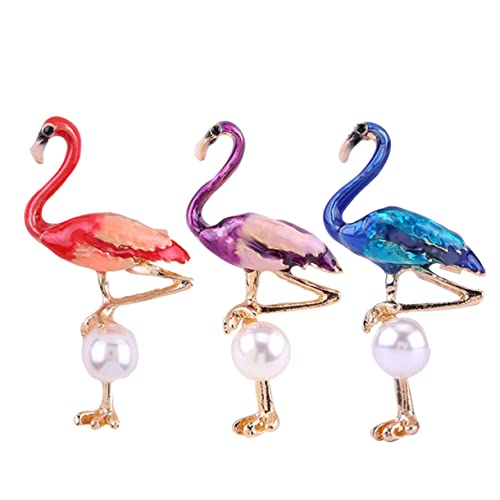 Healvian 3stücke Flamingo-brosche Rot Filigrane Brosche Aus Modische Brustnadel Für Kleidung Accessoire Für Damen Und Mädchen Party Und Hochzeit Schmuck von Healvian