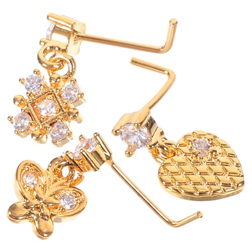 Healvian 3 Stück Förmige Nasenringe für Damen mit Filigranen Zirkonia Stilvolle Nasenpiercing Schmuckstücke Hautfreundlich und Vielseitig Kombinierbar von Healvian