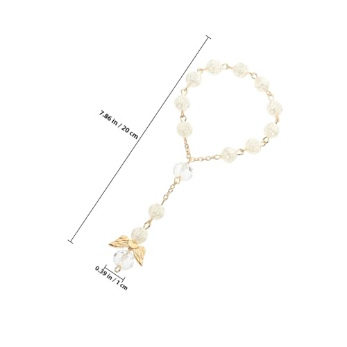 Healvian 3 Stück Gebetsarmbänder mit Rosenperlen Handgefertigte Gebetskette für Frauen Zarte Kleine Perlenarmbänder Religiöser Schmuck für Taufe Alltag Geschenk von Healvian