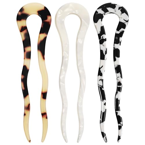 Healvian 3stücke Teiliges U-förmige Haarnadeln Aus Acetat Für Damen Elegante Haarforken Für Hochsteckfrisuren Stilvolle Haaraccessoires Verschiedenen Farben Langlebig Und Dekorativ von Healvian