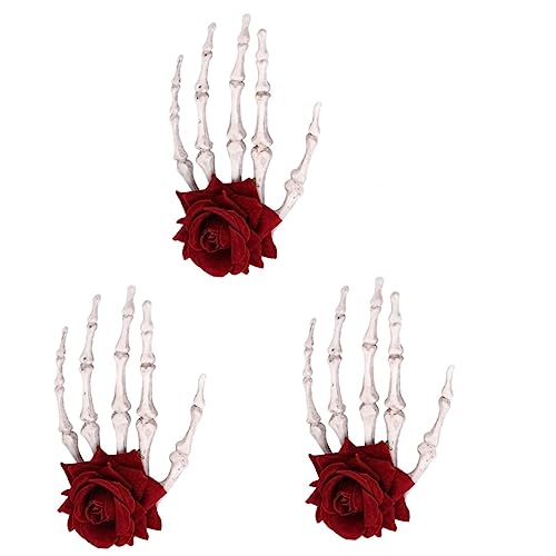 Healvian 3 Stück Halloween Haarschmuck Haarspange mit Skelett Hand Clip Leichter Haarschmuck für Frauen Einzigartiges Rosen Design Einfach zu Fixieren Vielseitig für Haar und Kleidung von Healvian