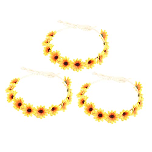 Healvian 3 Stück Hawaii Haarband mit Blumenkranz Leichtes Elegantes Haarschmuck für Hochzeiten Partys Geburtstage Besondere Anlässe Gelb von Healvian