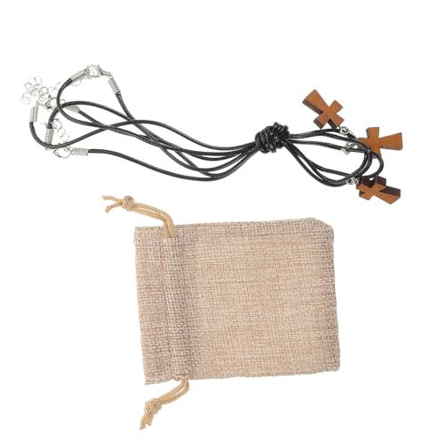 Healvian 3 Stück Holz Kreuzanhänger Halskette für Damen und Herren Verstellbare Kordel Schlichtes Rustikales Design für Diy Schmuck Reisen und Retro Stil Leicht und Vielseitig Kombinierbar von Healvian