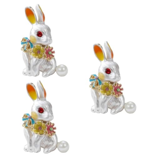 Healvian 3 Stück Hübsche Kaninchen Brosche Neujahrs Anstecknadel für Damen Stilvolles Accessoire für Kleidung Taschen Langlebig Farbecht für Festivals Besondere Anlässe von Healvian
