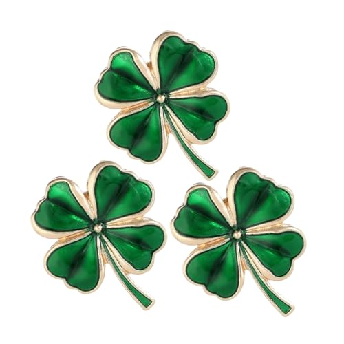 Healvian 3 Stück Irische Shamrock Anstecknadeln Grüne Emaille Vierblättriger Kleeblatt Brosche Langlebige Leichter Schmuck für Kleidung Sichere Befestigung Vielseitig für Alltag und von Healvian