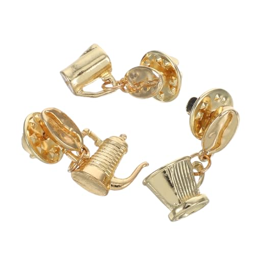 Healvian 3stücke Metall-kaffee-brosche Mit Kaffeetassen-anstecknadel Und Kaffeebohnen-design Für Kleidung Rucksack Hut-brosche Kaffeetassen-anhänger Metall-kaffee-anstecknadel von Healvian