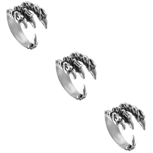 Healvian 3 Stück Klaue für Verstellbarer Offener Fingerring Langlebigem Legierungsmaterial Auffälliger Schmuck für Festivals Besondere Anlässe Healvian 3 Stück Klaue für Verstellbarer Offener Fingerring Langlebigem Legierungsmaterial Auffälliger Schmuck für Festivals Besondere Anlässe von Healvian