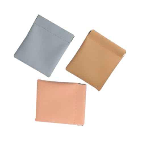 Healvian 3 Stück Kleine Kosmetiktaschen für Damen Tragbare Make Up Bags Aufbewahrung für Lippenstifte und Kleingeld für Reisen und Alltag Rosa Khaki Hellblau von Healvian