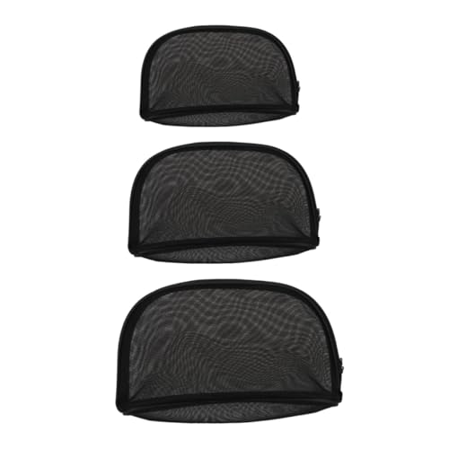 Healvian 3 Stück Kosmetiktasche Teiliges aus Schwarzem Netzstoff Transparente Tragbare Make Up Tasche in Verschiedenen S Leichte Beautycase Handtasche für Damen Praktische Aufbewahrung für von Healvian
