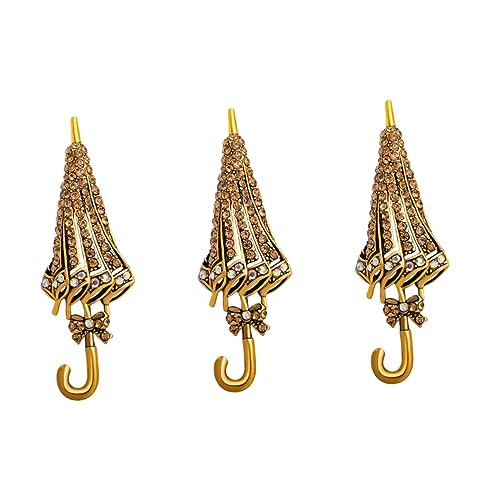 Healvian 3 Stück Kreative Brosche mit Regenschirm Design Glitzernde Anstecknadel für Anzüge Kleidung Elegantes Accessoire für Damen Hochzeiten Geburtstage Langlebiges Material Schmuck von Healvian