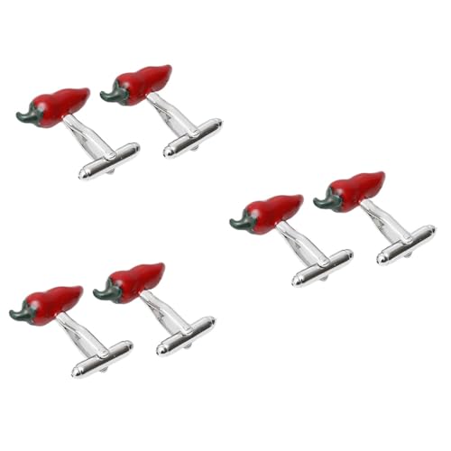 Healvian 3 Stück Kreative Manschettenknöpfe für Herren Damen Stilvolle Hemdärmel Nägel Form von Roten Paprika für Hochzeiten Geschäftsmeetings Besondere Anlässe von Healvian