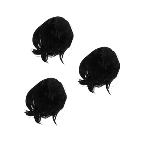 Healvian 3 Stück Kurzer Bob Perücke Schwarz Gerade mit Natürlich Aussehende Party Perücke für Frauen Kurzhaar Style Leicht zu Stylen Halloween Cosplay Zubehör von Healvian