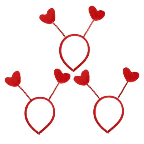 Healvian 3 Stück Mädchen Haarreife mit Rotem Liebesherz Elastische Bequeme Haarschmuck Bänder für Alltag Party und Valentinstag Atmungsaktives Stoffmaterial Einheitsgröße Passend von Healvian