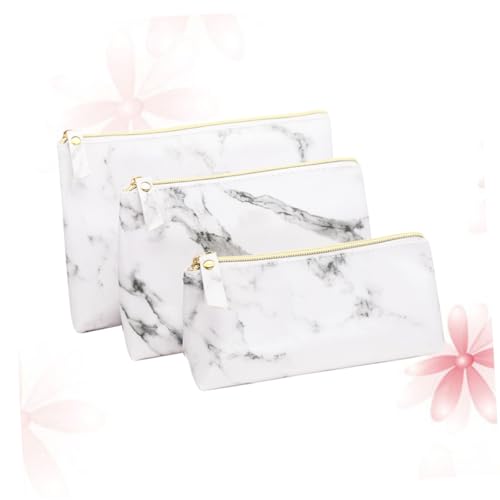 Healvian 3stücke Wasserfeste Kosmetiktasche Mit Reißverschluss Große Schminktasche Organizer-etui Tragbarer Reise-toilettenbeutel Für Frauen Und Mädchen Weißes Marmormuster Für von Healvian