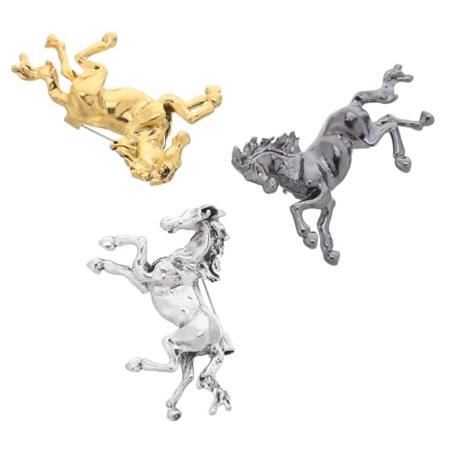 Healvian 3 Stück Metall Pferde Broschen Retro Jahr Pferd Anstecker für Männer Frauen Symbolisch Galoppierendes Pferd Sicherer Verschluss Vielseitiges Accessoire für Kleidung Rucksäcke Hüte von Healvian