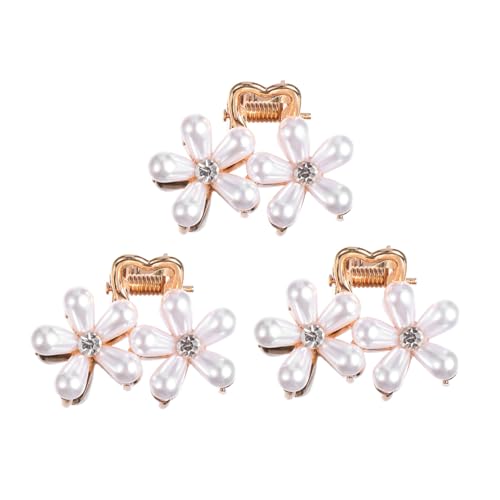 Healvian 3 Stück Mini Haarklammern aus Legiertem mit Perlen und Romantischem Blumen Design Stilvolle Damen Haarspangen für Hochzeit Party und Alltag Schonend und Langlebig von Healvian