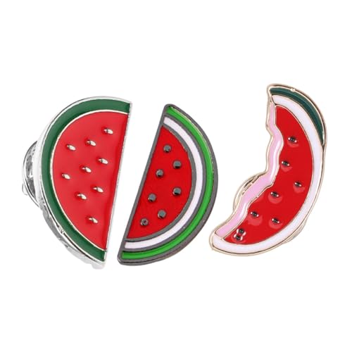 Healvian 3 Stück Niedliche Wassermelonen Broschen aus Legierung Cartoon Anstecknadeln für Pullover Stabile Kragen und Revers Clips Leicht Langlebig Modische Kleidungsschmuck Accessoires von Healvian