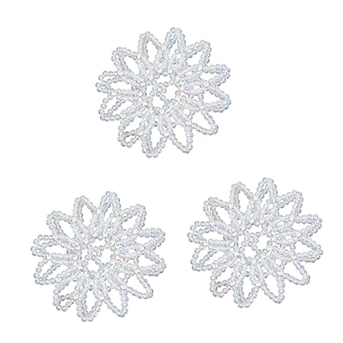 Healvian 3 Stück Perlenbesetztes Elastisches Häkel Haarnetz mit Strass für Damen Praktischer Haarschmuck für Ballett Tanz Sport und Festliche Anlässe Eleganter Dutt und Pferdeschwanzschutz von Healvian
