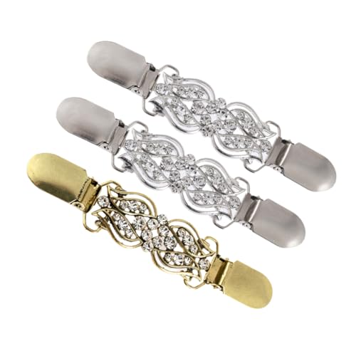 Healvian 3 Stück Retro Cardigan Clips mit Funkelnden Zirkonstein Broschen Schal und Pullover Verschlüsse für Damen Rutschfeste Umhang Klammern Vielseitiges Accessoire für Alltag und Party von Healvian