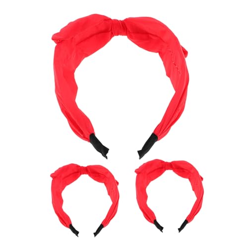 Healvian 3 Stück Rote Hasenohren Haarreifen mit Schleife Weiche Stoff-haarbänder mit Knoten Elastisch und Angenehm für Frauen Mädchen Modisches Accessoire für Partys von Healvian