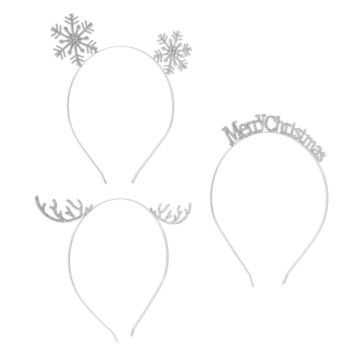 Healvian 3 Stück Schneeflocken-stirnband Mädchen Stirnbänder Weihnachten Rentier Kopfschmuck Weihnachtshaarbänder Funkeln Stirnband Mit Pailletten Weihnachtsstirnband Frauen Strasssteine von Healvian