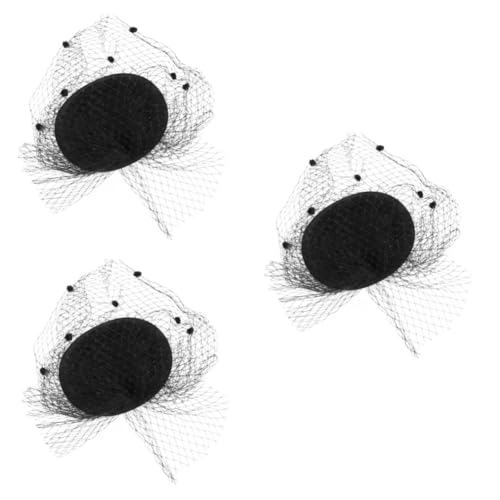 Healvian 3 Stück Schwarzer Trauerhut mit Schleier Damenkopfdeckungen für Beerdigungen Hochzeiten Besondere Anlässe Leicht zu Modisches Haaraccessoire von Healvian