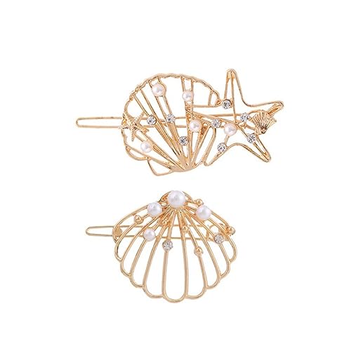 Healvian 3stücke Stern Haarspange Strass Perle Inlay Muschel Haarnadeln Für Frauen Dame Haarspangen Hohl Legierung Schale Haarclips Party Hochzeit von Healvian