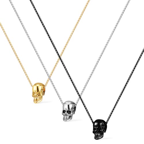 Healvian 3 Stück Skull Anhänger für Herren Gothic Stil Leicht für Alltag als für Männer und Teenager von Healvian