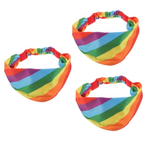 Healvian 3 Stück Sport Stirnband Schweißband Trainieren Regenbogen Dochtwirkung Rot Yoga-Stirnband sportliches elastisches Fitness- Stoff von Healvian