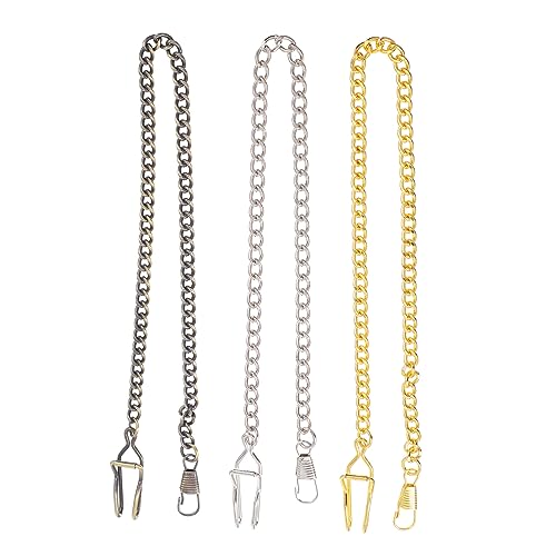 Healvian 3 Stück Taschenuhrketten Aus Metall Vintage Uhrenkette Für Männer Silberne Und Goldene Hosenkette Antike Uhrkette Für Formelle Und Lässige Anlässe Multifunktionale Uhrenkette von Healvian