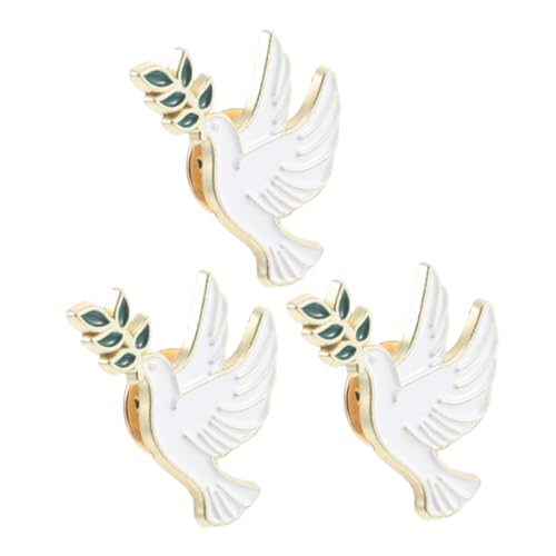 Healvian Anstecknadel Friedenstaube Olivenzweig 3 Stück Metall Brosche für Kleidung Taschen Rucksack Schal Vielseitiges Accessoire für Damen und Herren von Healvian