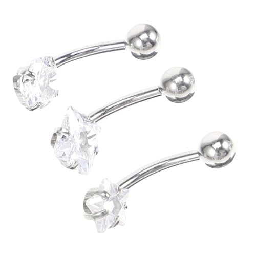 Healvian 3 Stück Teiliges Bauchnabelpiercing Set aus Sicherem Edelstahl mit Funkelnden Zirkonia Leicht und Langlebig Modische Bauchnabelringe in Rund und Eckig für Frauen und Mädchen für von Healvian
