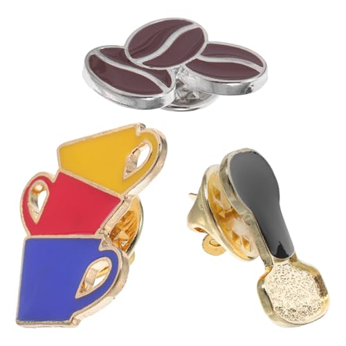 Healvian 3 Stück Teiliges Cartoon Kaffee Brosche Set Lustige Kaffee Tamper Nadel für Schals Hüte Handtaschen und Kleidung Perfektes Zubehör für Kaffeeliebhaber und Stilvolle Dekoration von Healvian
