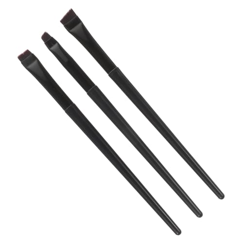 Healvian 3 Stück Teiliges Eyeliner und Augenbrauenpinsel Schwarzer Kunststoffgriff Schräg und Flach Weich Präzise für Wasserfestes Make Up Handlich Leicht für Reisen und Tägliche Anwendung von Healvian