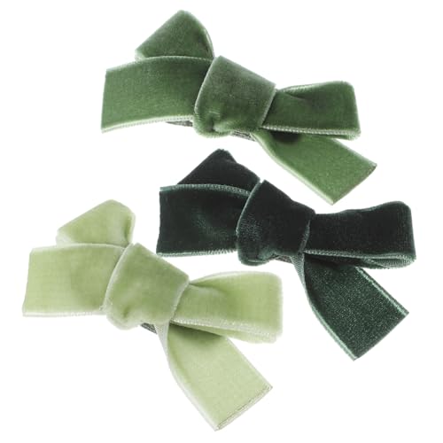 Healvian 3 Stück Teiliges Haarspangen Schleifen Haarclips aus Weichem Farbverlaufendem Samt Niedliche Haarklammern für Mädchen Vielseitiger Haarschmuck für Alltag und Fest Grün Kombiniert von Healvian