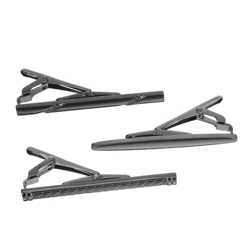 Healvian 3 Stück Teiliges Herren Krawattenklammern aus Schwarzem Kupfer Gravierte Necktie Clips Langlebig und Korrosionsbeständig Vielseitig für Business Hochzeit und Formelle Anlässe von Healvian