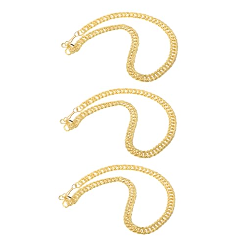 Healvian 3 Stück Glänzende Hip Hop Halskette Imitatgold Nickelfrei für Männer und Jungen Übertriebene Schmuckdekoration für Partys und Freizeit von Healvian