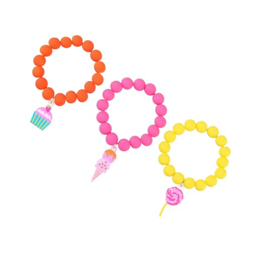 Healvian 3 Stücke Perlenarmband für Mädchen Lollipop Eiscreme Anhänger Einstellbare Kinderarmbänder Buntes Design für Geburtstagsfeiern Alltag von Healvian