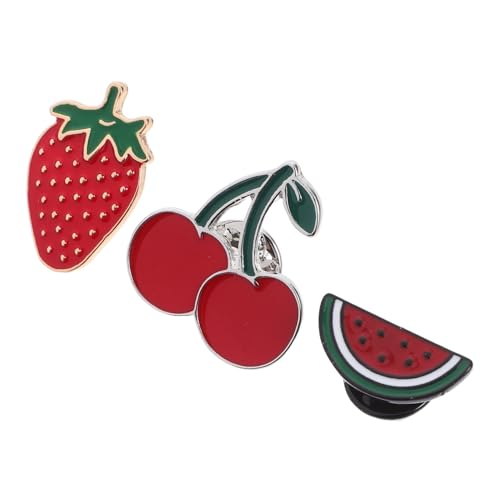 Healvian 3 Stück Teiliges Lustige Emaille broschen mit Wassermelone Erdbeere und Kirsche Modische Anstecknadeln für Pullover Kleidung Rucksäcke Jacken und Hüte Vielseitiger Modeschmuck für von Healvian