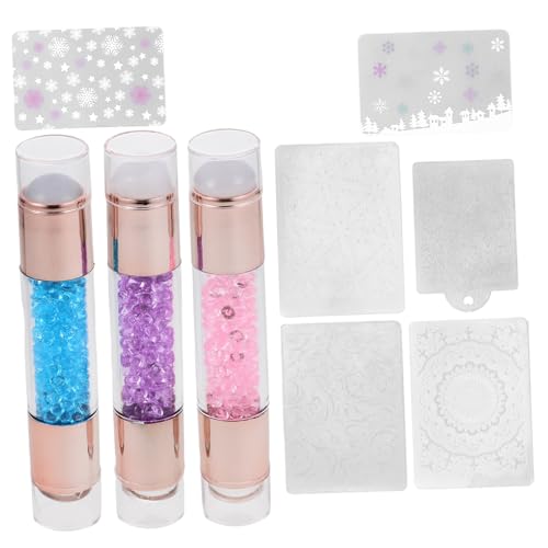 Healvian 3 Stück Teiliges Nail Stamper mit Doppelseitigem Silikonkopf Präzise Nagelkunst Stempel für Kreative Maniküre Vielseitig Einsetzbar Einfache Anwendung DIY Zufällige Farbe von Healvian